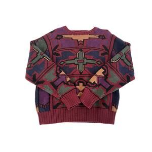 VTG Mackinaw Men Medium Knitted Cotton Sweater Grandpacore Academia Multicolor